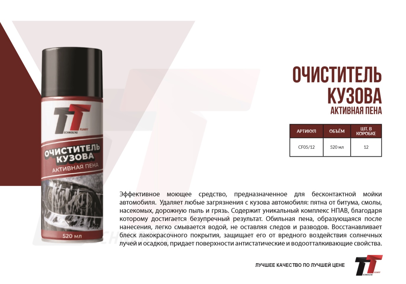 Очиститель кузова активная пена TT, аэрозоль - Technische Trumpf (НПО Химсинтез)/CF05/12