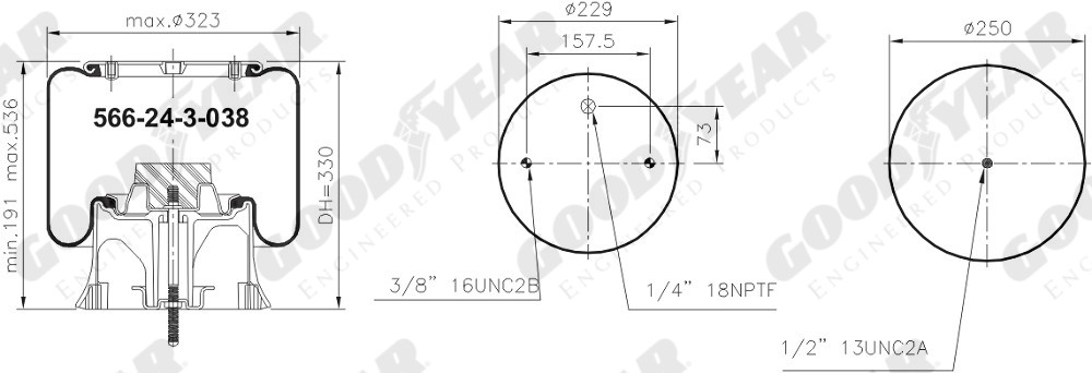 Пневморессора 4154NP01 пластик. стакан Dayton/Peterbilt - GOODYEAR/SPRINGRIDE/1R12-069
