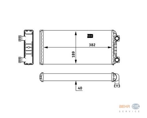 Радиатор отопителя VOLVO FH, 382x189x42мм, 8/1993->, защелки - HELLA/BEHR/8FH351312-591