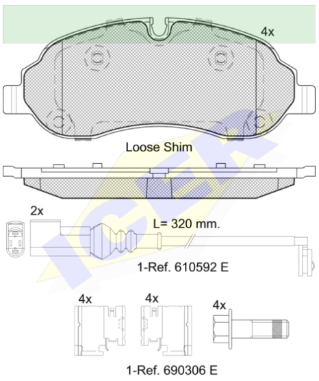 Колодки дисковые FORD Transit 2014 =>передние - ICER/142217