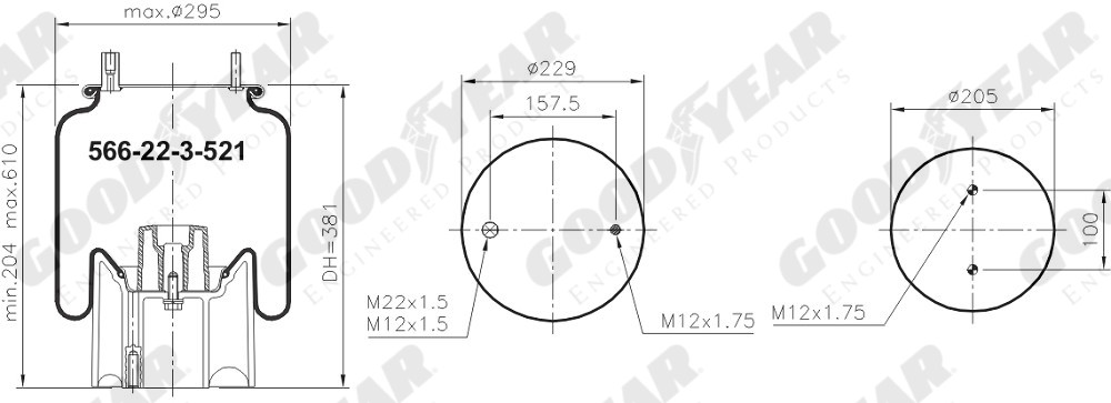 Пневморессора 4157NP09 ROR пластик. стакан - GOODYEAR/SPRINGRIDE/1R11-106