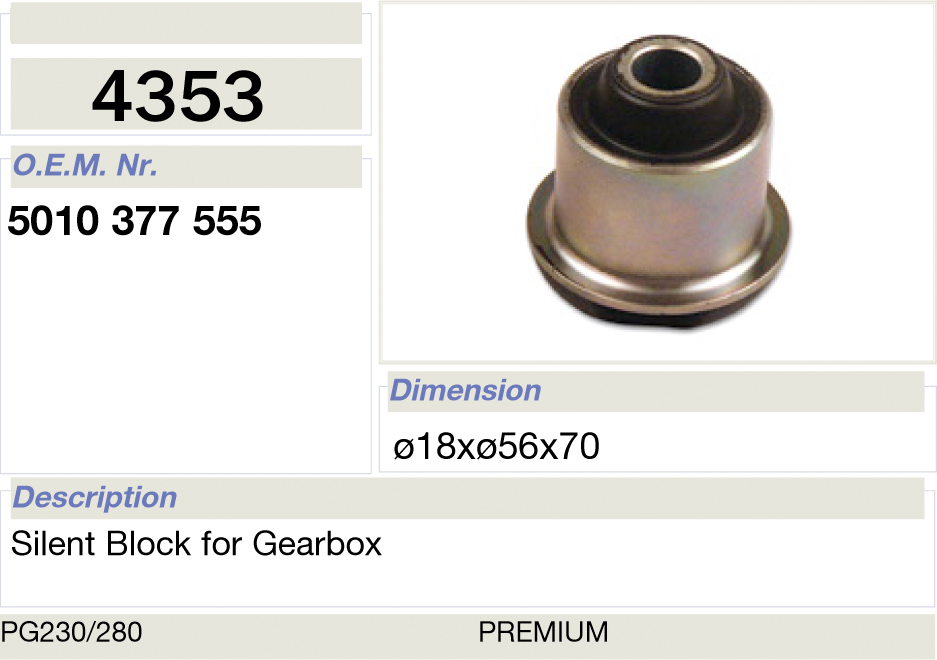 Подушка КПП RVI 18x56x70 - RENAULT/5010377555