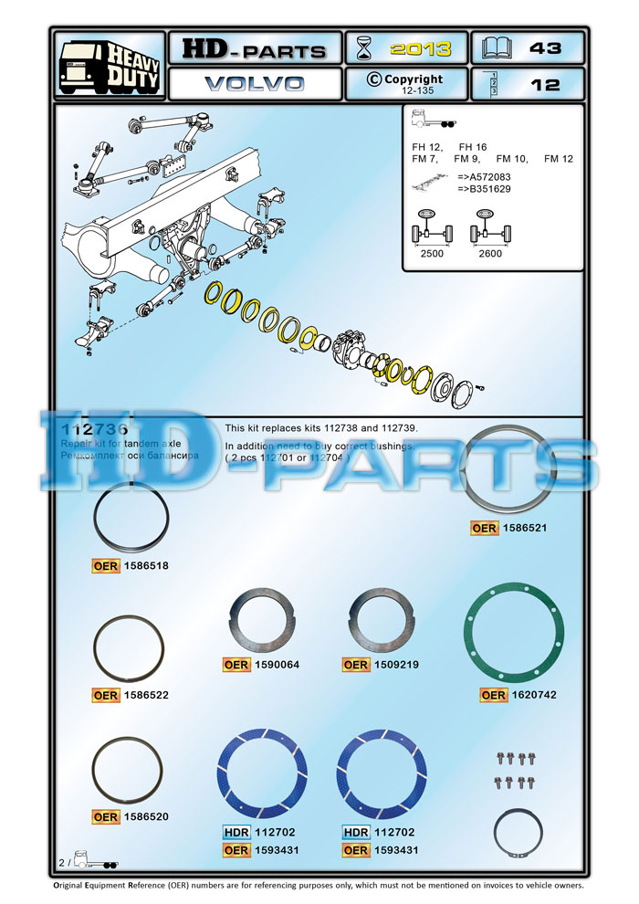 Р/к балансира VOLVO FH/FM - HD Parts/112736