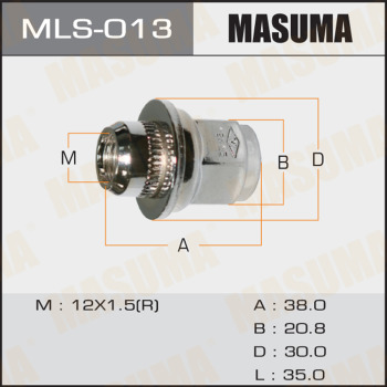 Гайка колесная М12х1,5 TOYOTA/LEXUS/KIA/закрытая хром - MASUMA/MLS013