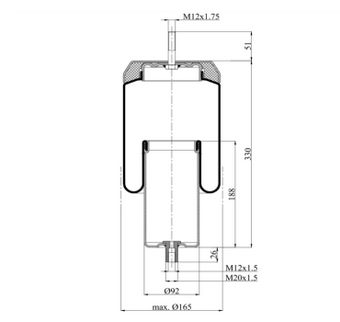 Пневморессора SZ130-25NP05 VOLVO FH/FM подъём моста - BLACKTECH/31003C