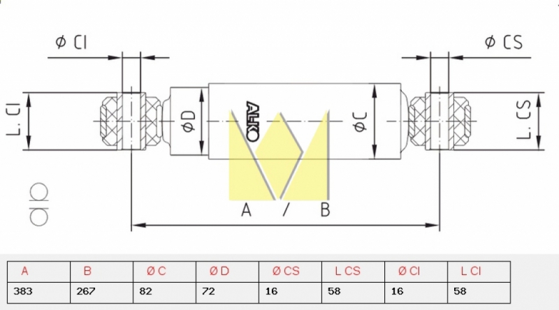 Амортизатор SCHMITZ 267-383 O/O 16x58 16x58 - ALKO/990550