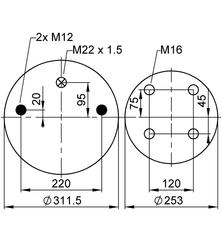 Пневморессора 725NP03 GIGANT - BLACKTECH/RML7836C3