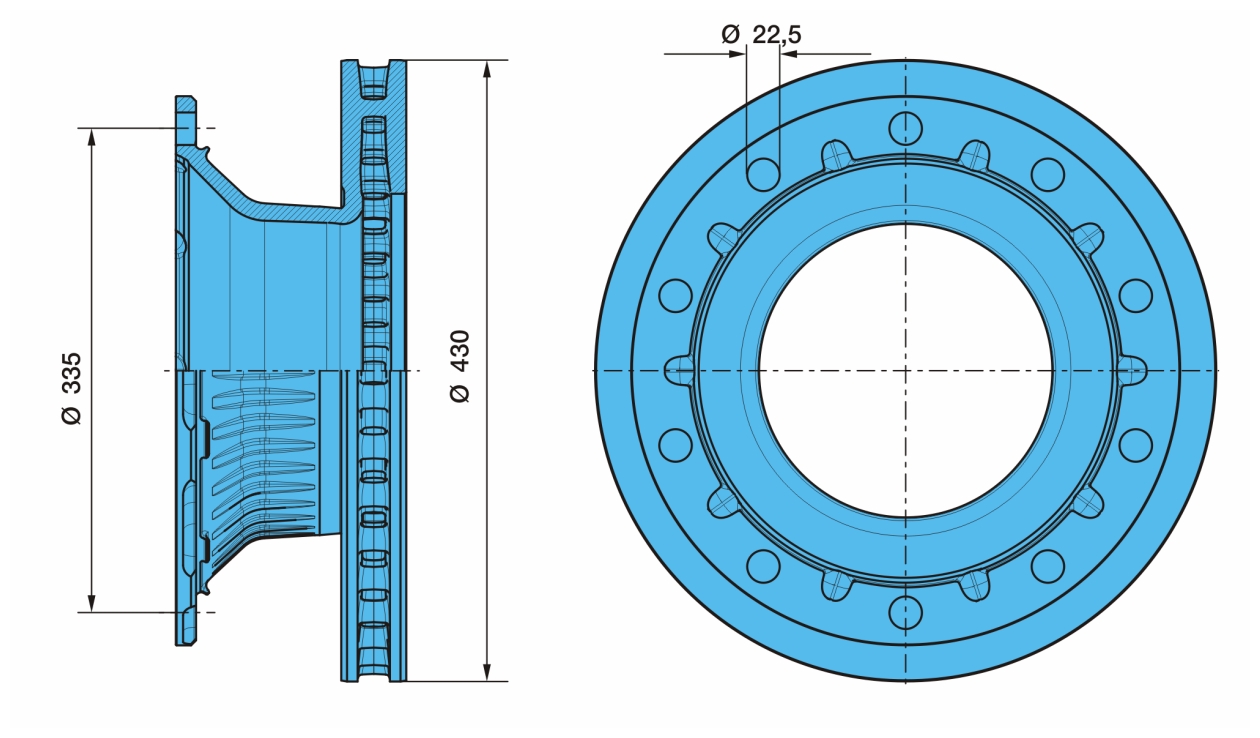 Диск тормозной BPW SB4309T/4345T 430/290x45/159.5 10n-335-23 - JURID/569141J
