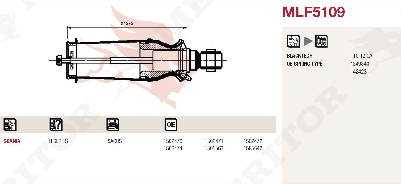 Амортизатор кабины SCANIA-4/P/R/G задний в сборе с подушкой - MERITOR/ROR/MLF5109