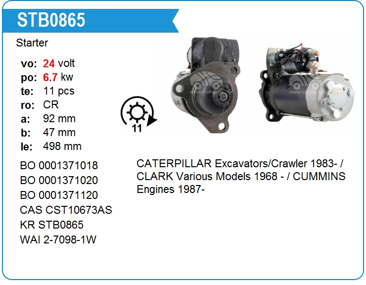 Стартер MAN/CAT 24V 6.7kW 11z - KRAUF/STB0865