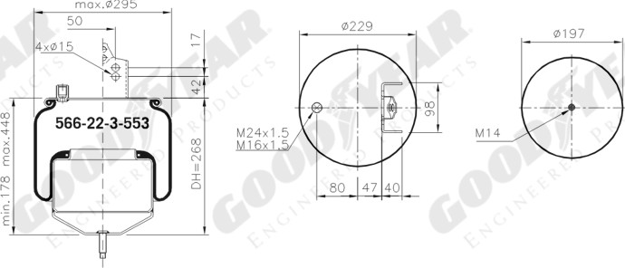 Пневморессора 6606NP01 VOLVO со стаканом - GOODYEAR/SPRINGRIDE/1R11-848