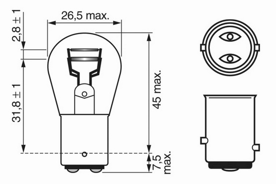 Лампа 12V P21/5W BAY15d - PHILIPS/12499CP