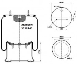 Пневморессора SCHMITZ US04031 метал. стакан - AIRTECH/30285K
