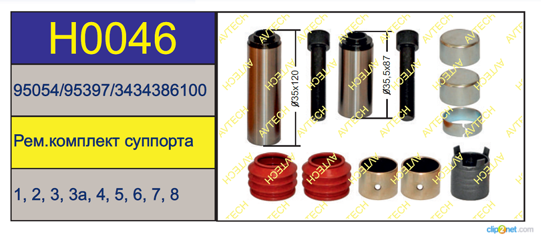 Р/к суппорта HALDEX MODUL T (направляющие,втулки,пыльники) - AVTECH/H0046