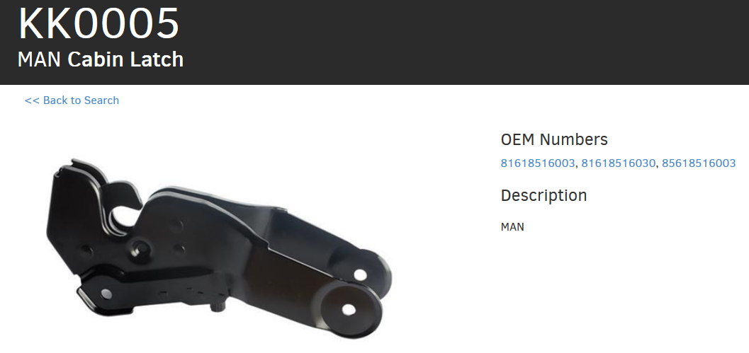 Замок кабины MAN TGA - HYDCAB/KK0005