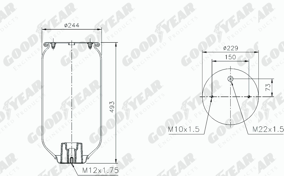 Пневморессора 4157NP06 SCHMITZ без стакана - GOODYEAR/SPRINGRIDE/1R11-877