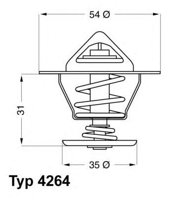 Термостат VW TRANSPORTER 87°С с прокладкой - WAHLER/4264.87D