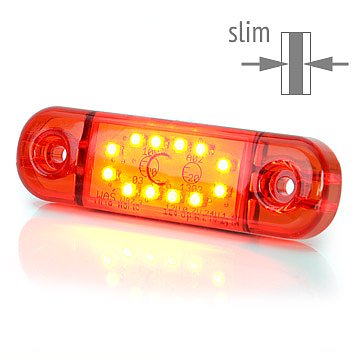Фонарь габаритный LED 24V/12V/12LED красный 84х24х10мм - WAS/715W973