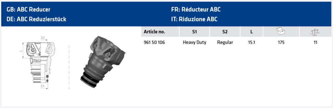 Фитинг ABС, S1=HeavyDuty/S2=Regular - RAUFOSS/96150106