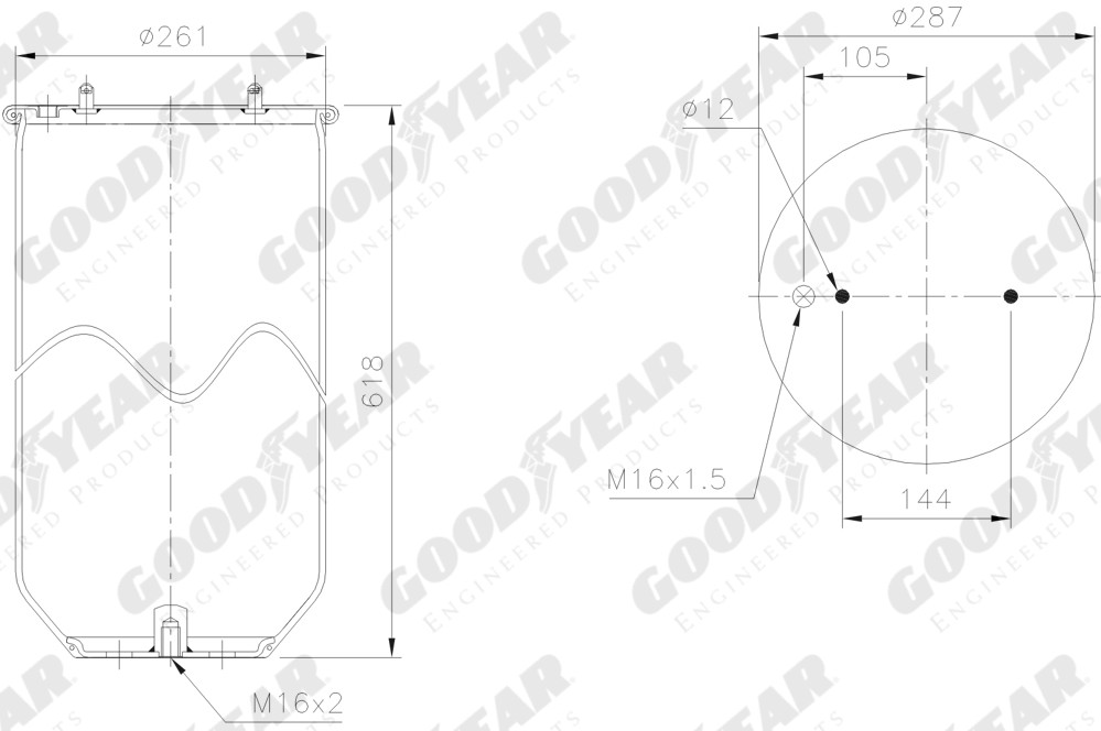 Пневморессора 4913NP04 SCANIA-4 без стакана - GOODYEAR/SPRINGRIDE/1R14-755