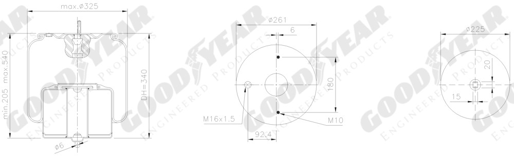 Пневморессора 4718NP01 VOLVO метал. стакан - GOODYEAR/SPRINGRIDE/1R12-821