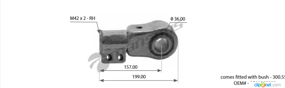 Наконечник реактивной тяги с сайлентбл. RHT M42x2  BPW (сайлентблок d=36 D=66) - MANSONS/300555