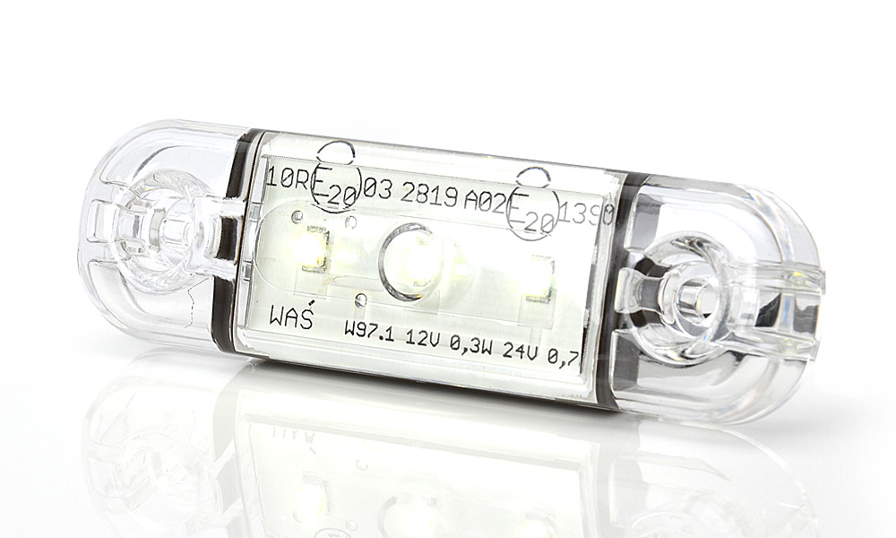 Фонарь габаритный LED 24V/12V/12LED белый 84х24х10мм (3-Led) - WAS/710W971