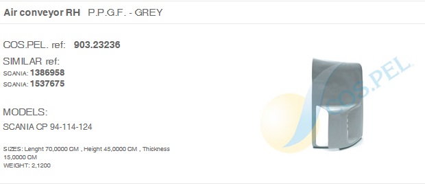 Дефлектор кабины SCANIA-4 правый, кабина CP - COSPEL/90323236