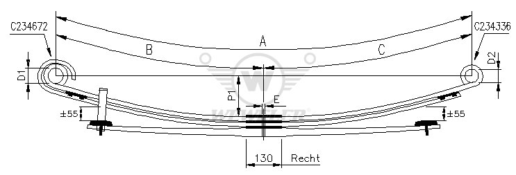 Рессора MB 3-лист. задн. 790+790/2х18x+1x33х70 - WEWELER/F020T840ZA75