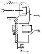 Переходник угл. М16х1,5 внутр./М16х1,5 нар. L=22мм + гайка с упл. - RAUFOSS/6237830